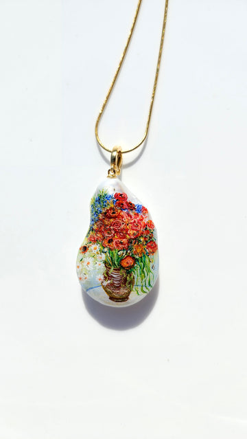 Vase With Daisies and Poppies Pendant