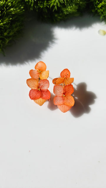 Coral Sunset Hydrangea Earrings