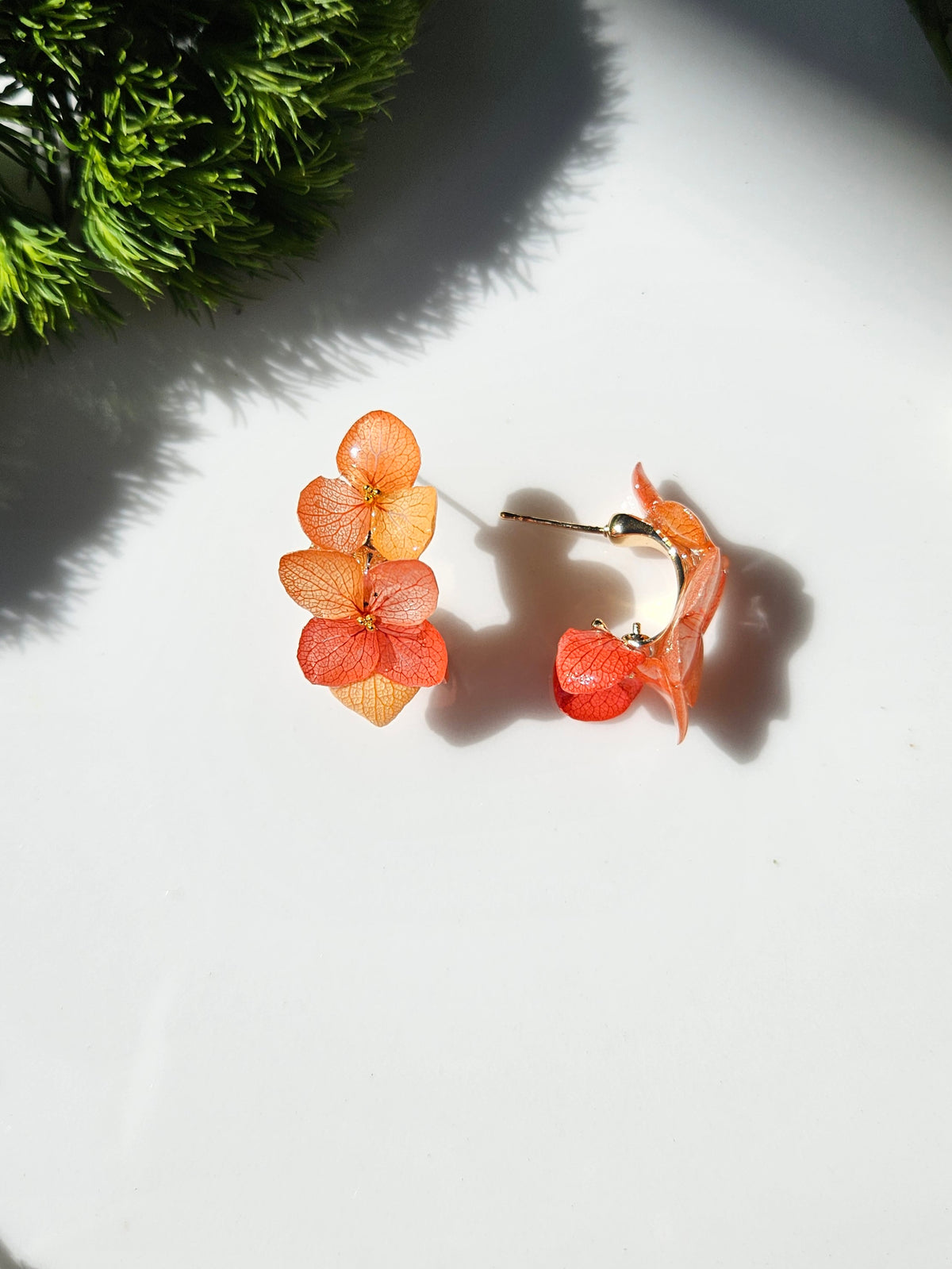 Coral Sunset Hydrangea Earrings
