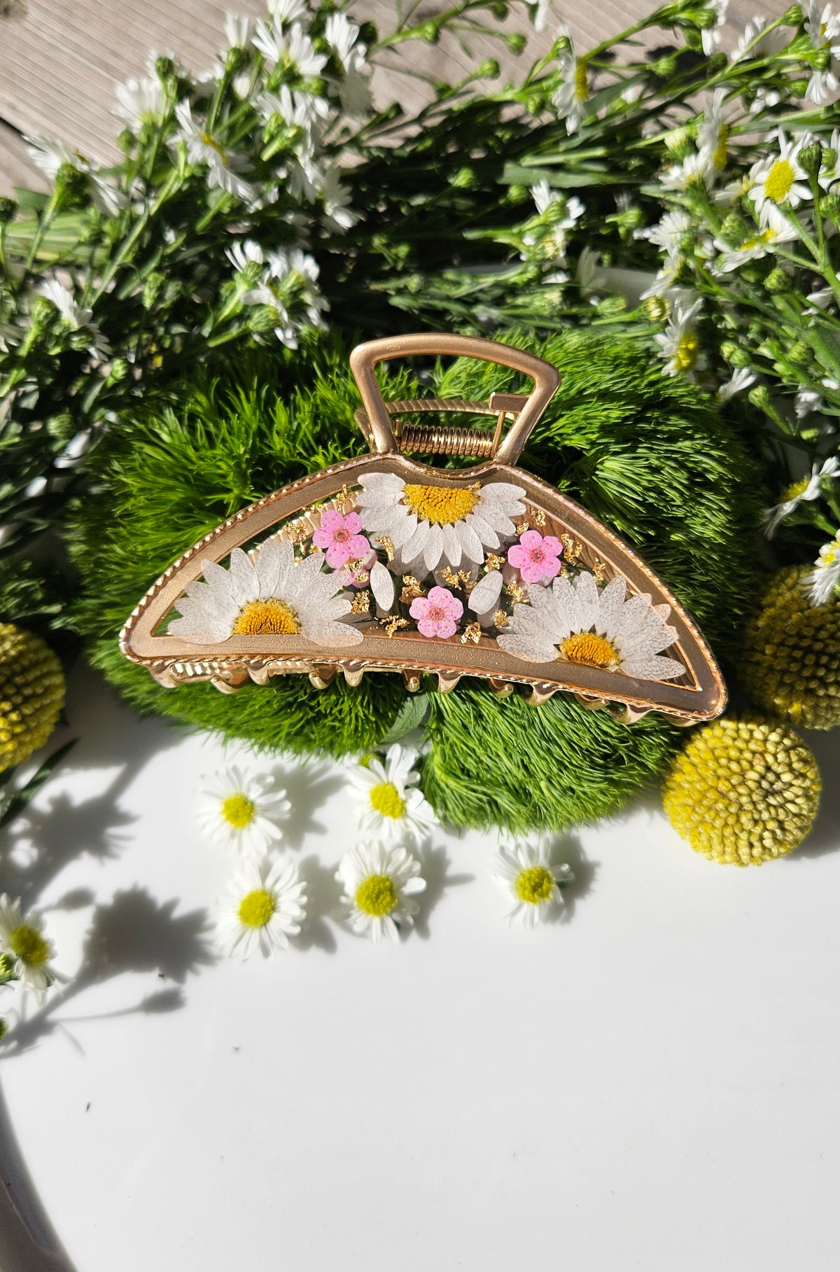 Chamomile & Plum Blossom Hair Claw Clip
