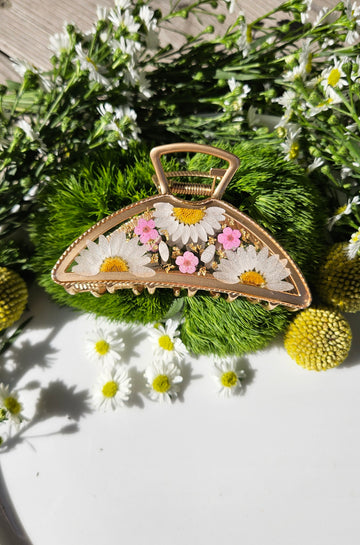 Chamomile & Plum Blossom Hair Claw Clip